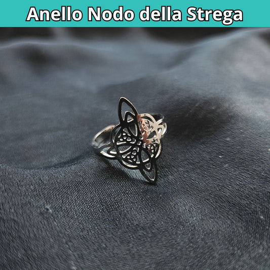 Anello Regolabile Nodo della Strega (acciaio inox)