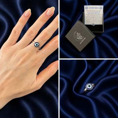 Anello Occhio Turco con Cabochon da 8 mm – Acciaio Inox 304