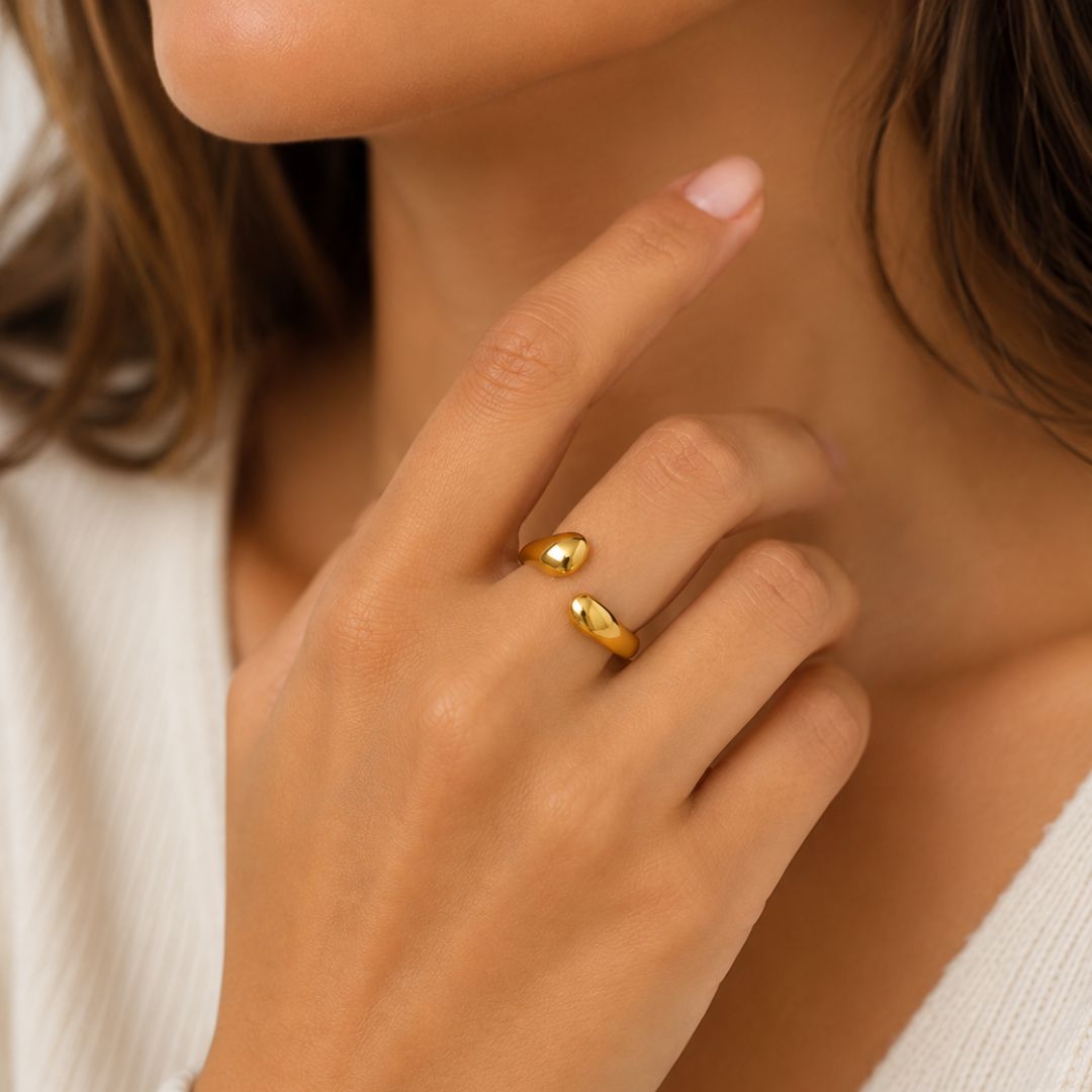 Anello Open Gold in Acciaio Inossidabile