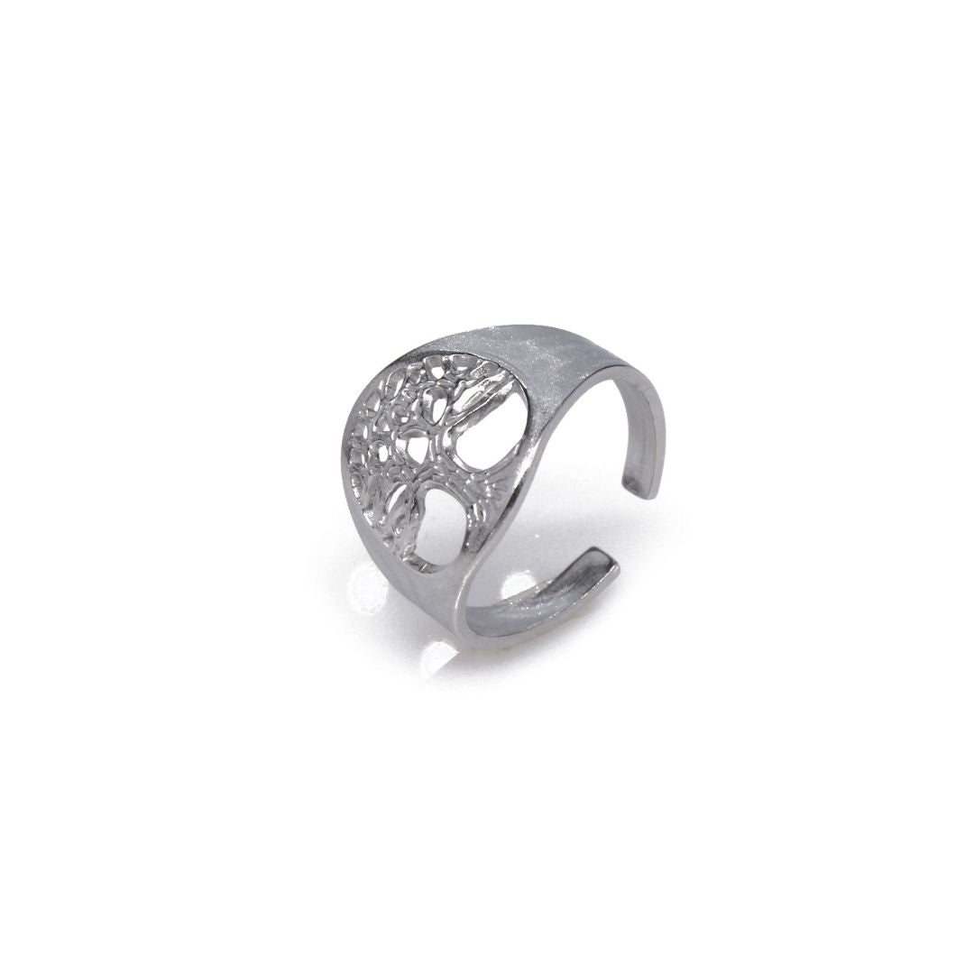 ✨ Anello Regolabile Albero della Vita Argento in Acciaio Inossidabile
