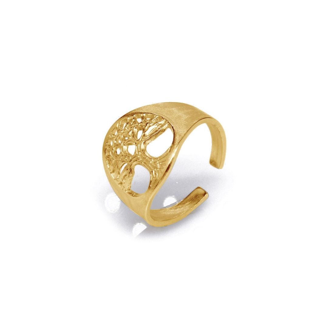 ✨ Anello Regolabile Albero della Vita Oro in Acciaio Inossidabile