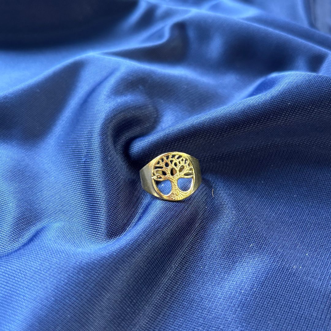 ✨ Anello Regolabile Albero della Vita Oro in Acciaio Inossidabile