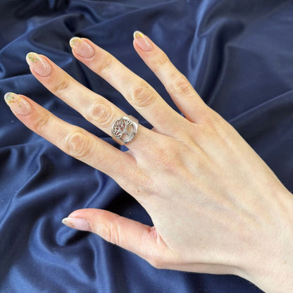 ✨ Anello Regolabile Albero della Vita Argento in Acciaio Inossidabile