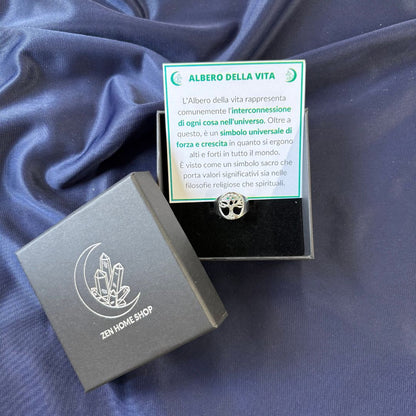 ✨ Anello Regolabile Albero della Vita Argento in Acciaio Inossidabile