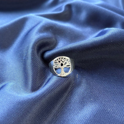 ✨ Anello Regolabile Albero della Vita Argento in Acciaio Inossidabile