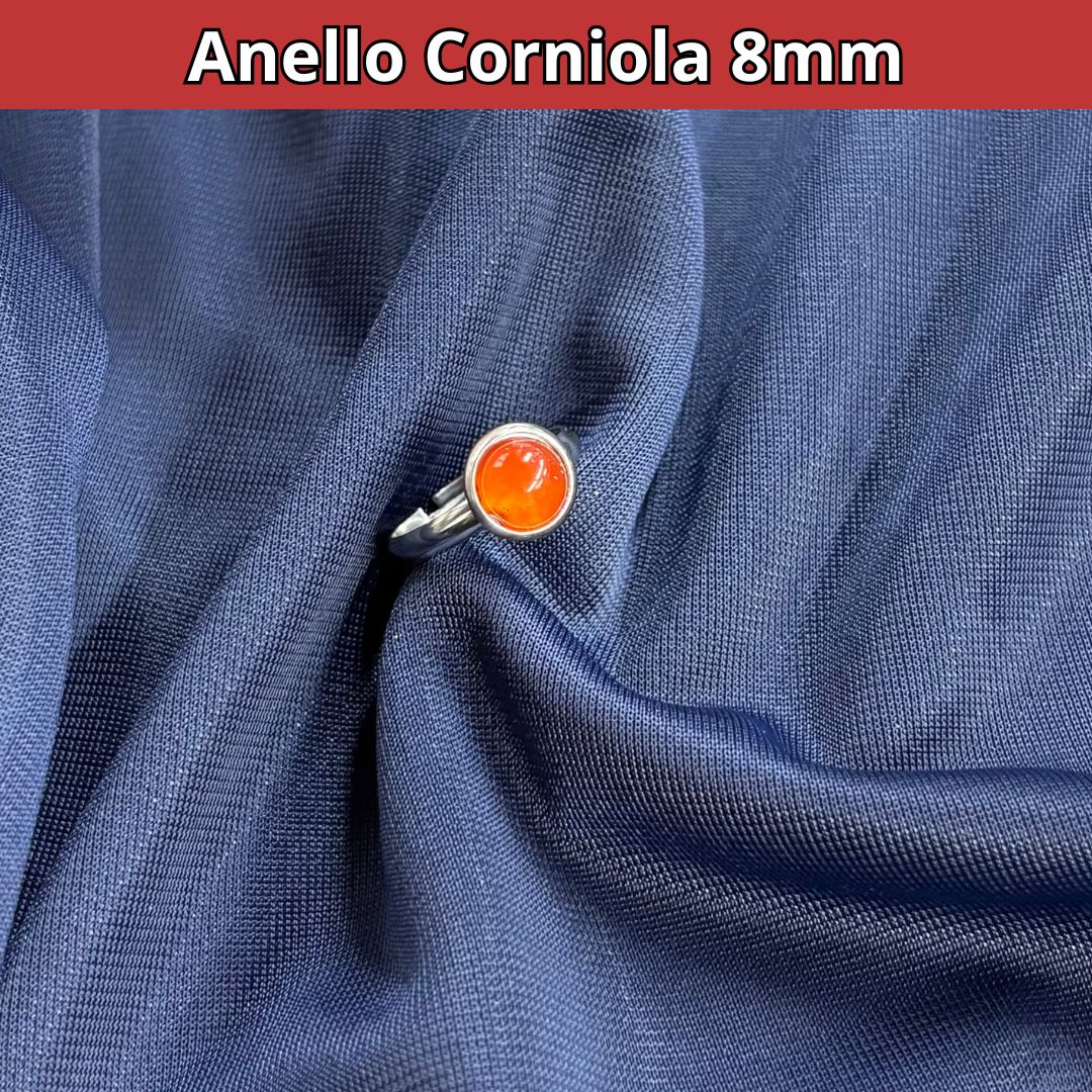 Anello con pietra naturale Corniola cabochon 8mm