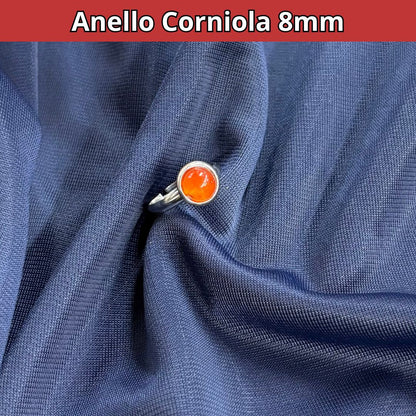 Anello con pietra naturale Corniola cabochon 8mm