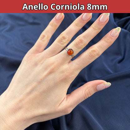 Anello con pietra naturale Corniola cabochon 8mm