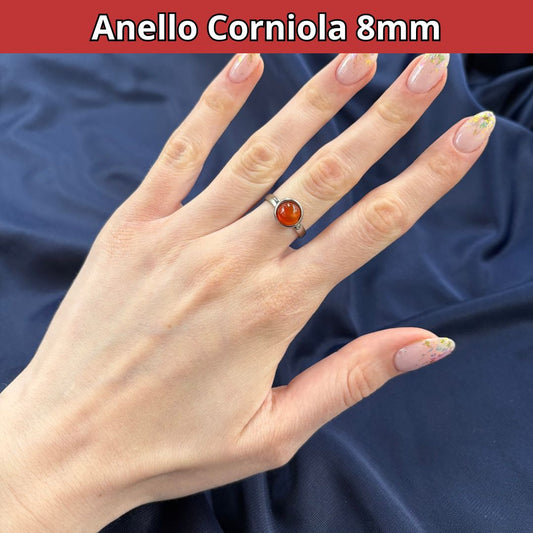 Anello con pietra naturale Corniola cabochon 8mm