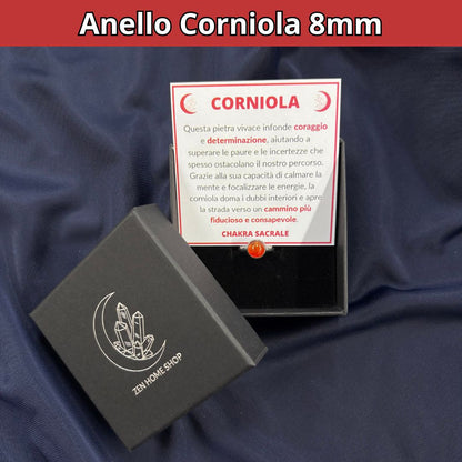 Anello con pietra naturale Corniola cabochon 8mm