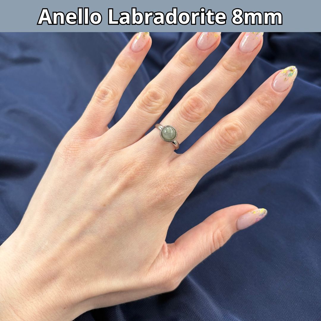 Anello con pietra naturale Pietra Sole cabochon 8mm