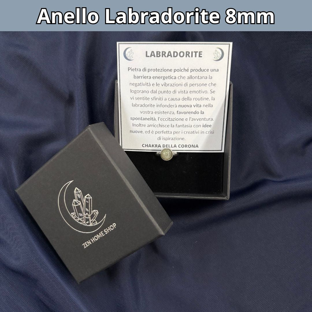 Anello con pietra naturale Pietra Sole cabochon 8mm