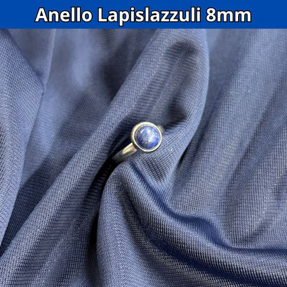 Anello con pietra naturale Lapislazzuli cabochon 8mm