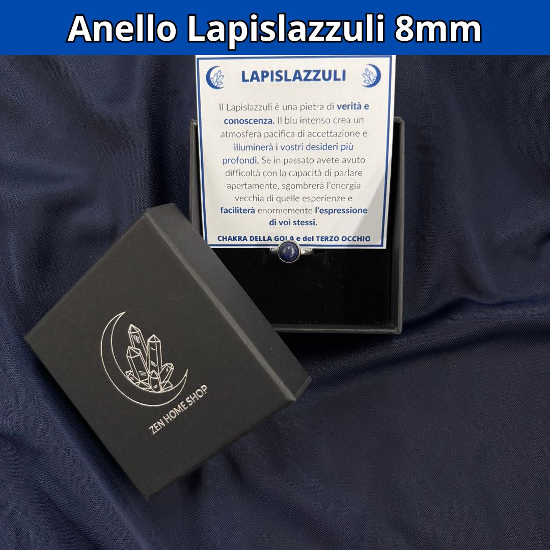 Anello con pietra naturale Lapislazzuli cabochon 8mm