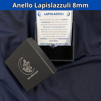 Anello con pietra naturale Lapislazzuli cabochon 8mm