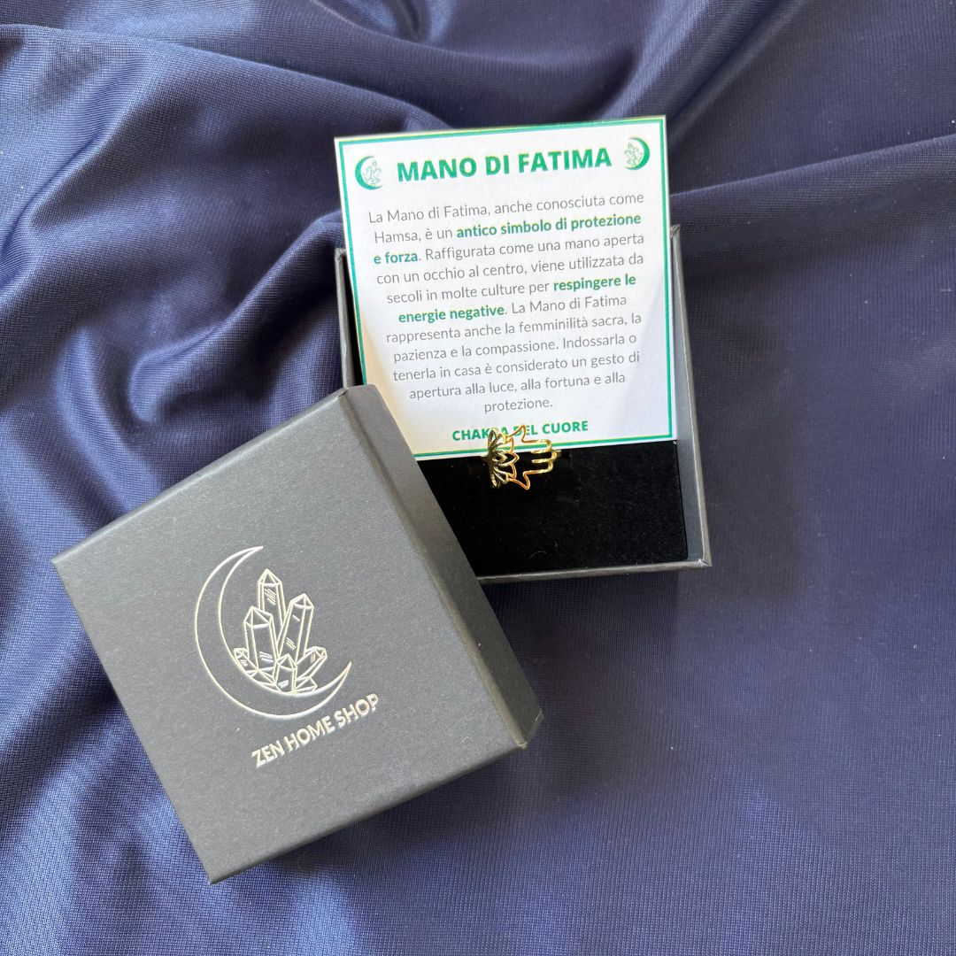 Anello Mano di Fatima Fiore di Loto Gold in Acciaio Inossidabile