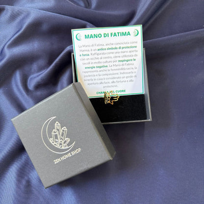 Anello Mano di Fatima Fiore di Loto Gold in Acciaio Inossidabile