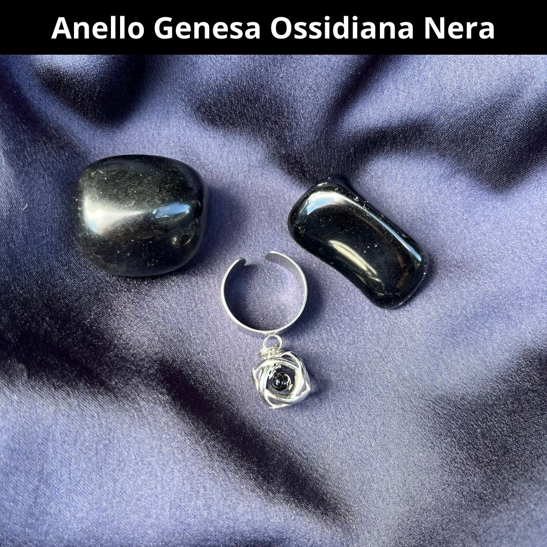 Anello ciondolo Genesa Ossidiana Nera