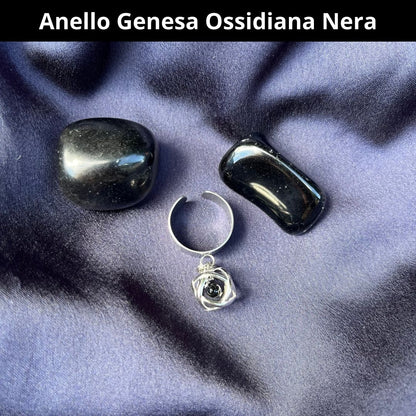 Anello ciondolo Genesa Ossidiana Nera