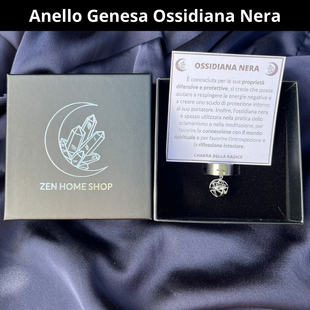 Anello ciondolo Genesa Ossidiana Nera