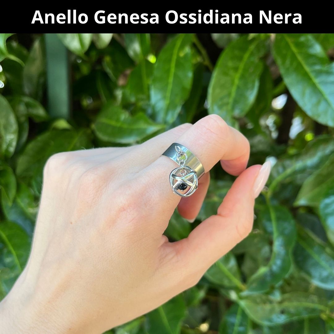 Anello ciondolo Genesa Ossidiana Nera