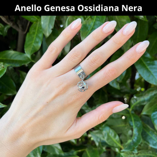 Anello ciondolo Genesa Ossidiana Nera