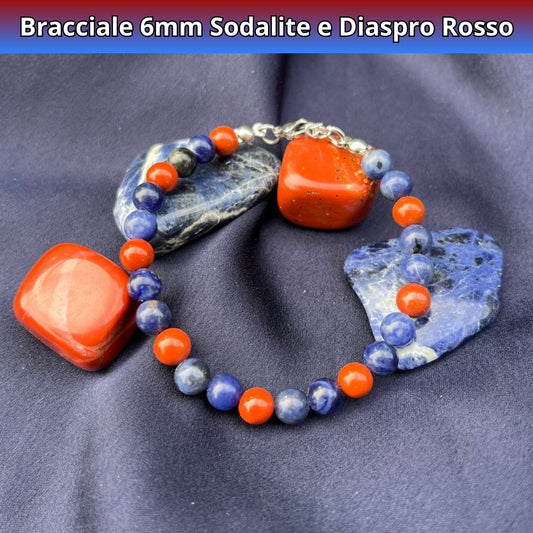 Bracciale Equilibrio Chakra Sodalite e Diaspro rosso 6mm