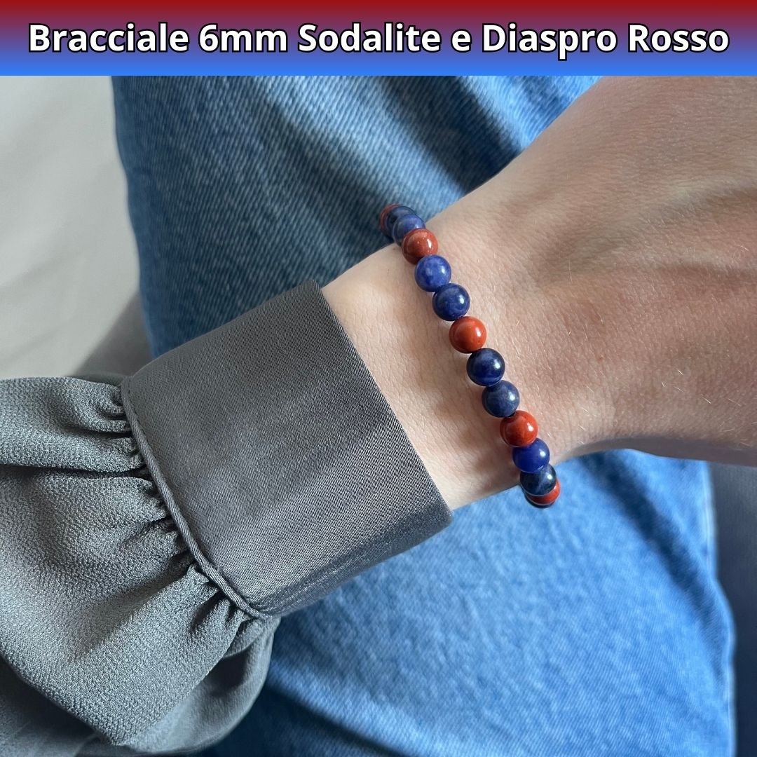Bracciale Equilibrio Chakra Sodalite e Diaspro rosso 6mm