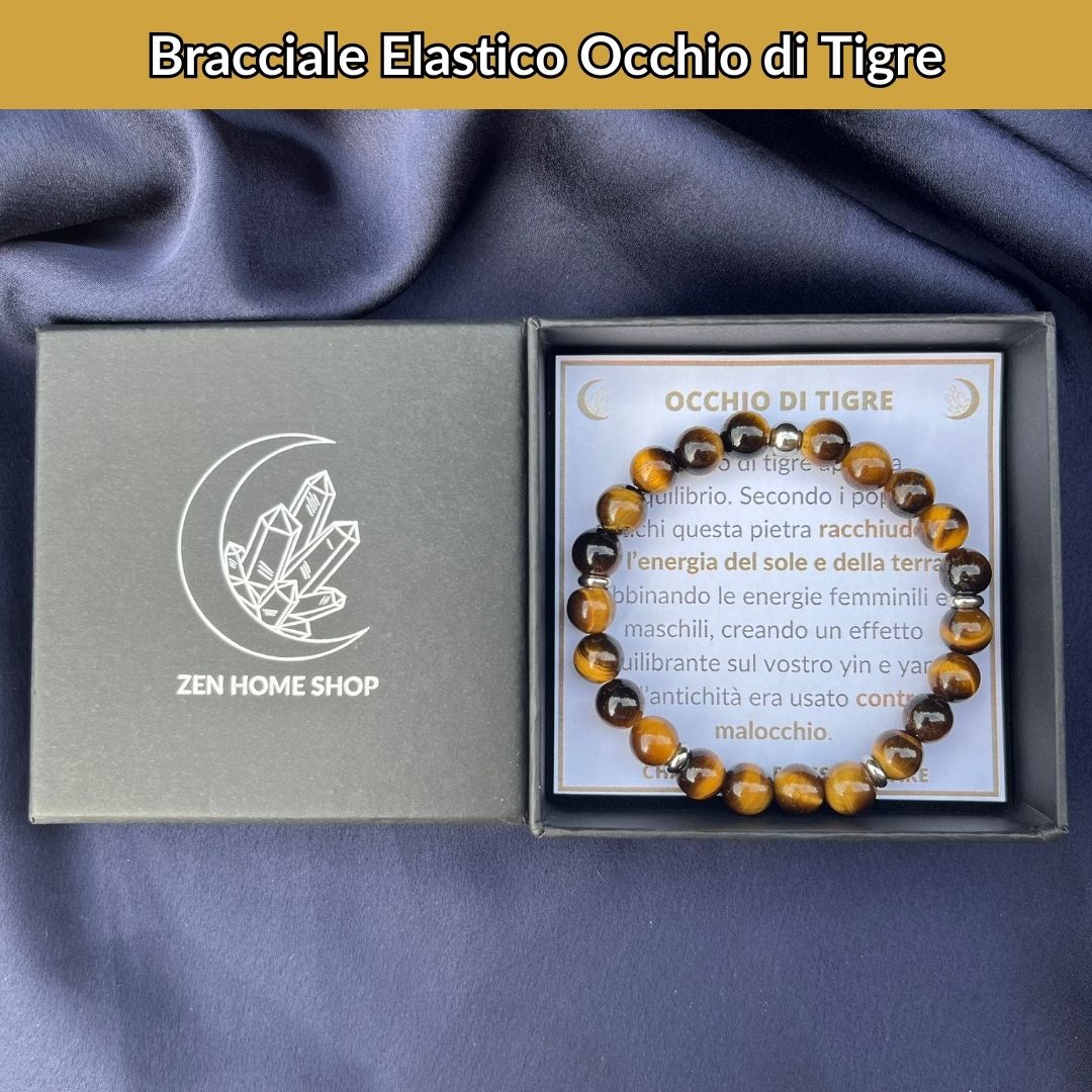 Bracciale Elastico Occhio di Tigre da 8mm