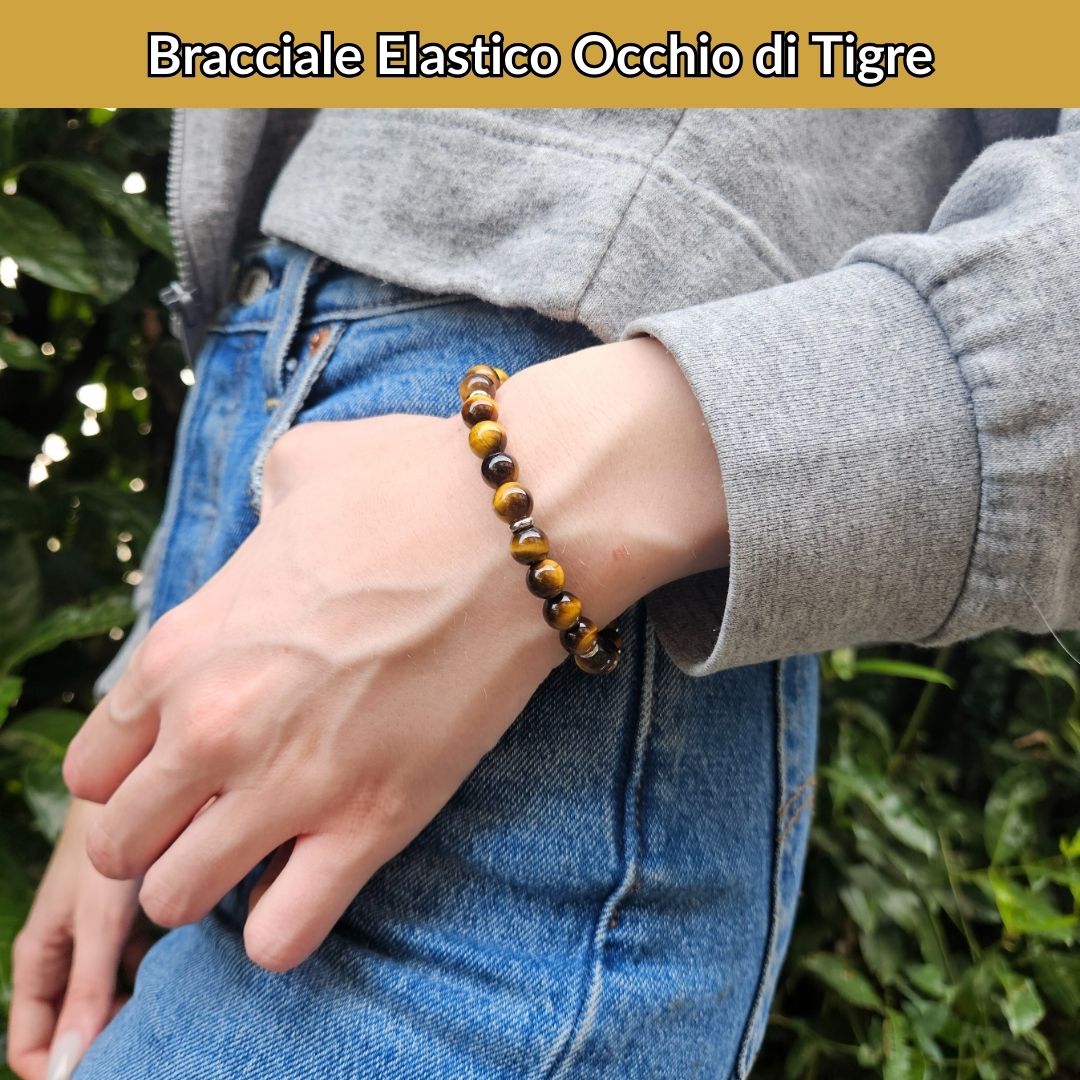 Bracciale Elastico Occhio di Tigre da 8mm