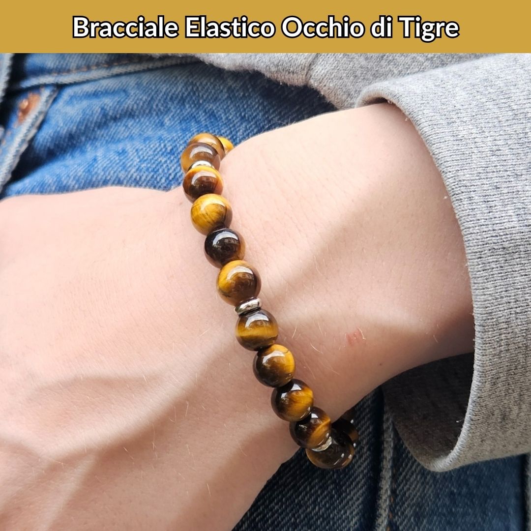 Bracciale Elastico Occhio di Tigre da 8mm