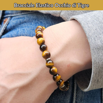 Bracciale Elastico Occhio di Tigre da 8mm