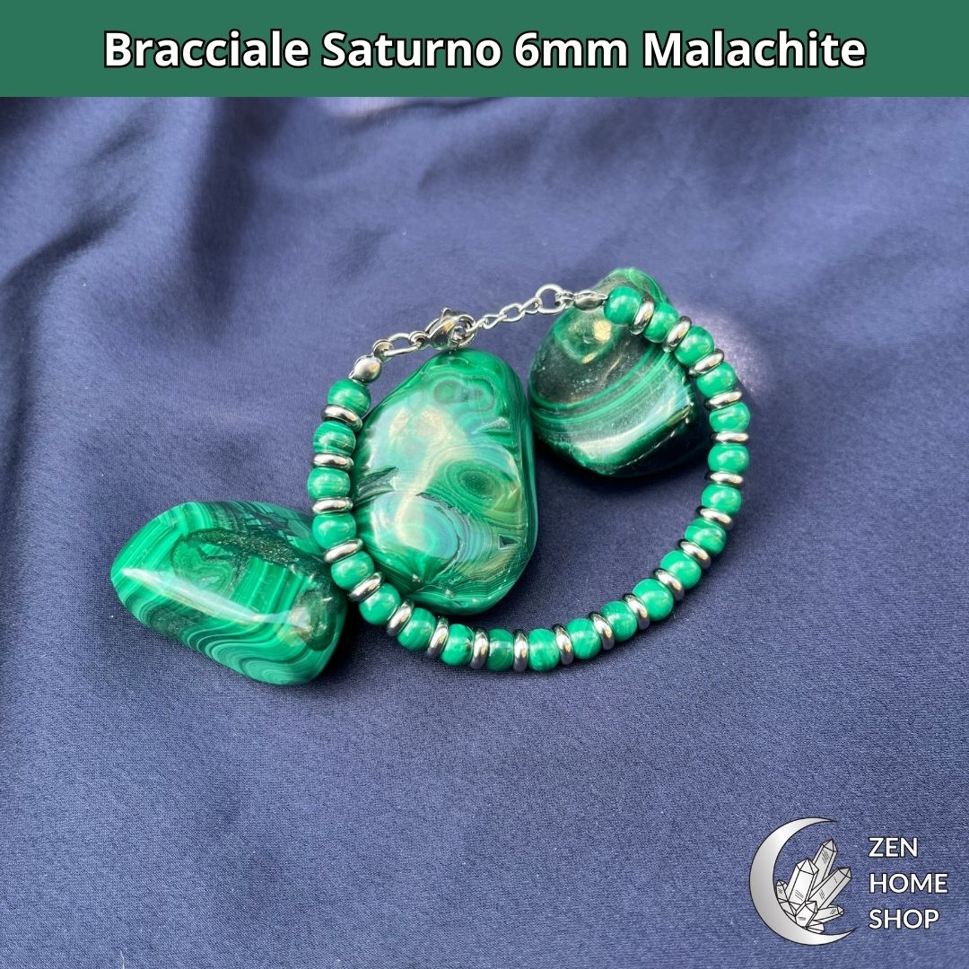 Bracciale Saturno Malachite da 6 mm