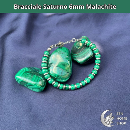 Bracciale Saturno Malachite da 6 mm