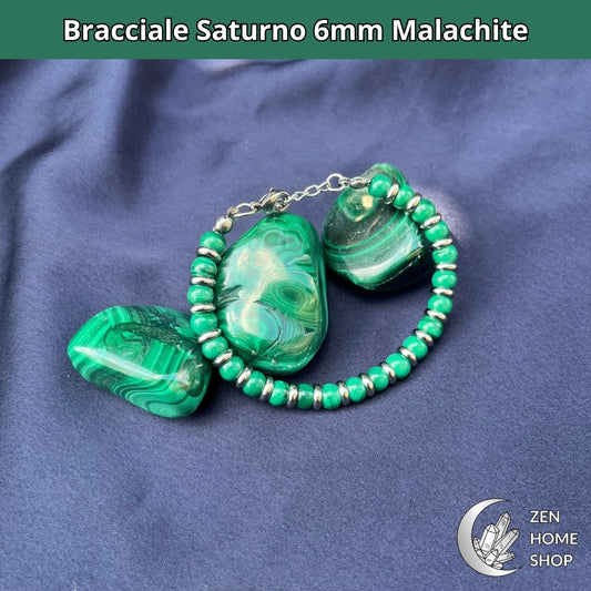 Bracciale Saturno Malachite da 6 mm