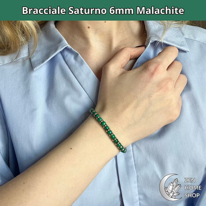 Bracciale Saturno Malachite da 6 mm