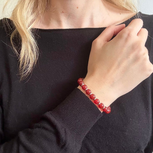 Bracciale Saturno 8mm Corniola