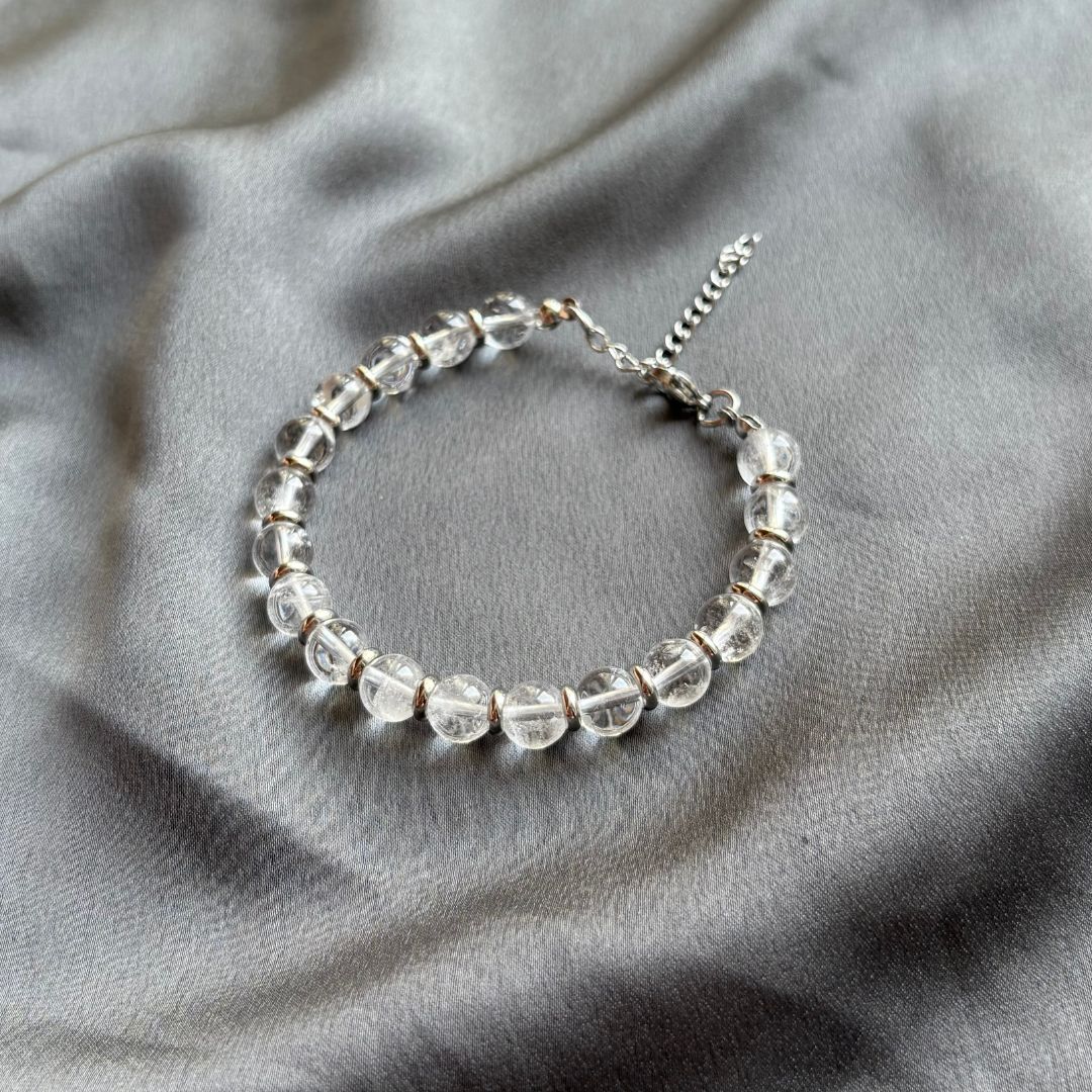 Bracciale Saturno 8mm Cristallo di Rocca