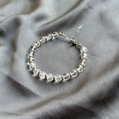 Bracciale Saturno 8mm Cristallo di Rocca