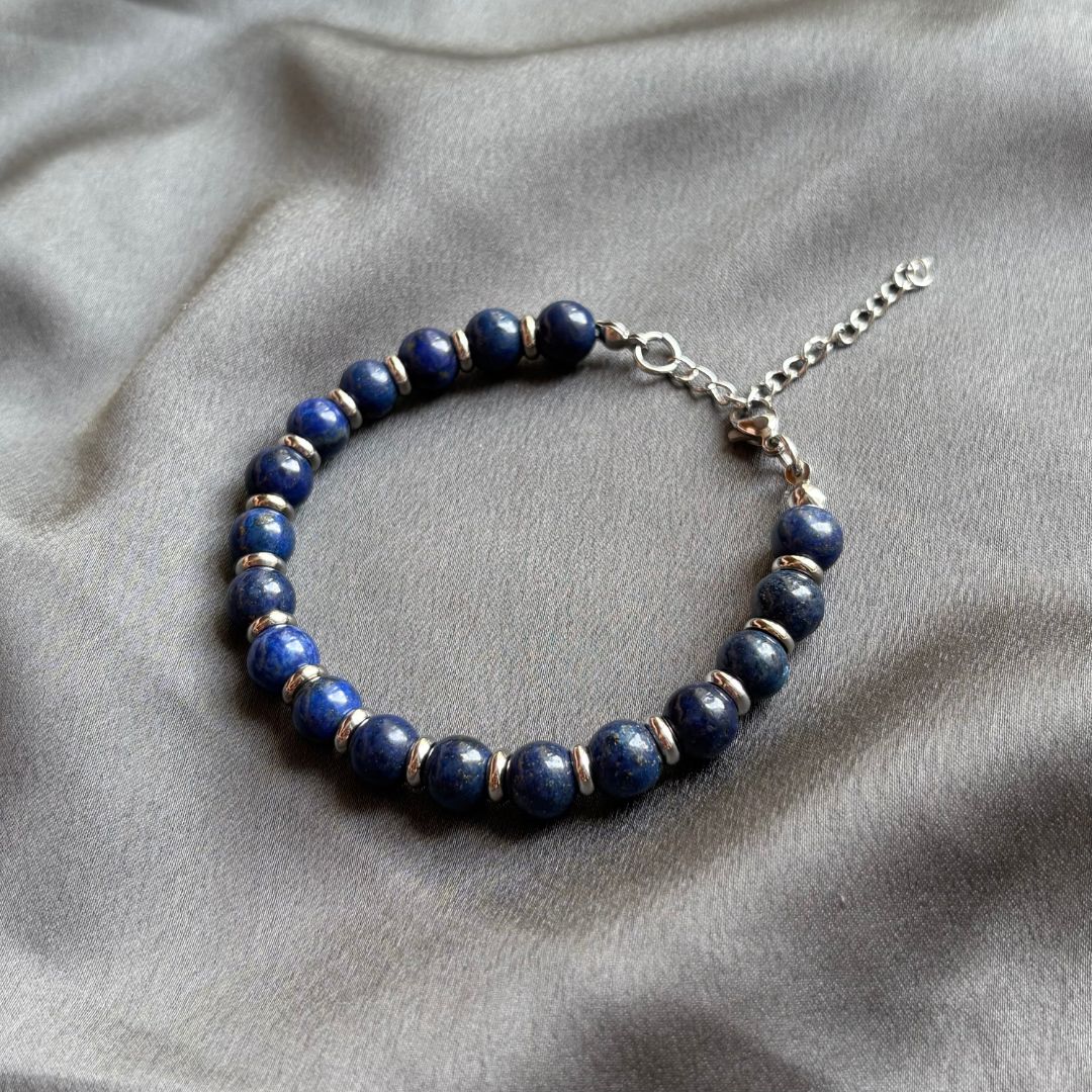 Bracciale Saturno 8mm Lapislazzuli