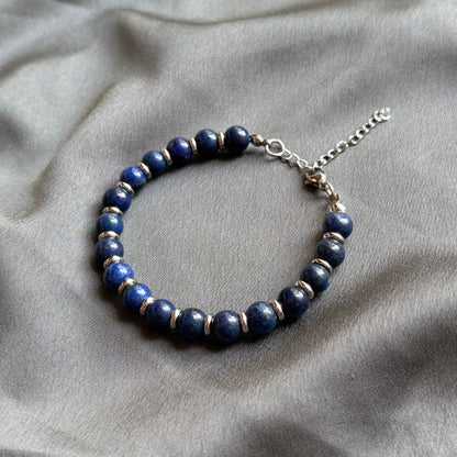 Bracciale Saturno 8mm Lapislazzuli