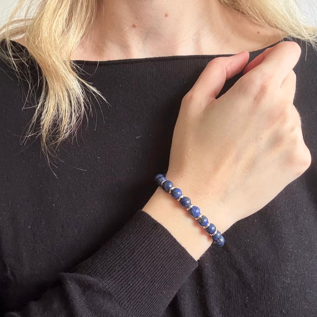 Bracciale Saturno 8mm Lapislazzuli