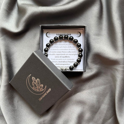Bracciale Saturno 8mm Tormalina Nera