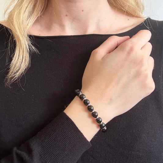 Bracciale Saturno 8mm Tormalina Nera