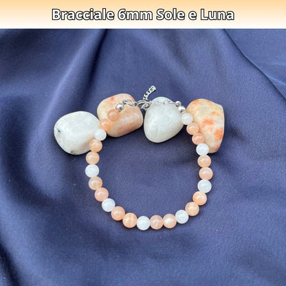 Bracciale Equilibrio Chakra Pietra sole e luna 6mm