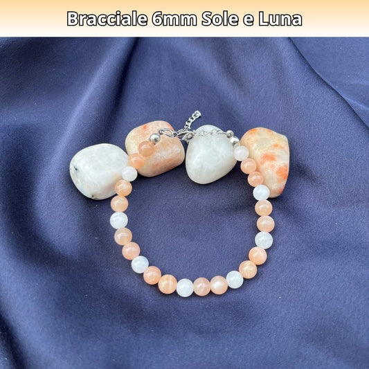Bracciale Equilibrio Chakra Pietra sole e luna 6mm