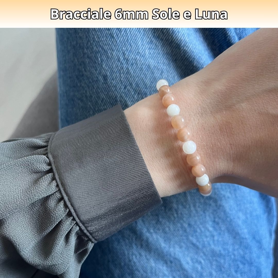Bracciale Equilibrio Chakra Pietra sole e luna 6mm