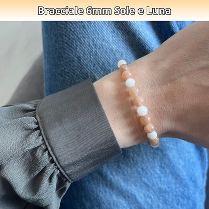 Bracciale Equilibrio Chakra Pietra sole e luna 6mm
