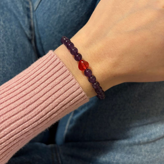 Bracciale Cuore Ametista 6mm
