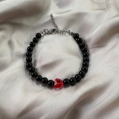 Bracciale Cuore Onice Nera 6mm